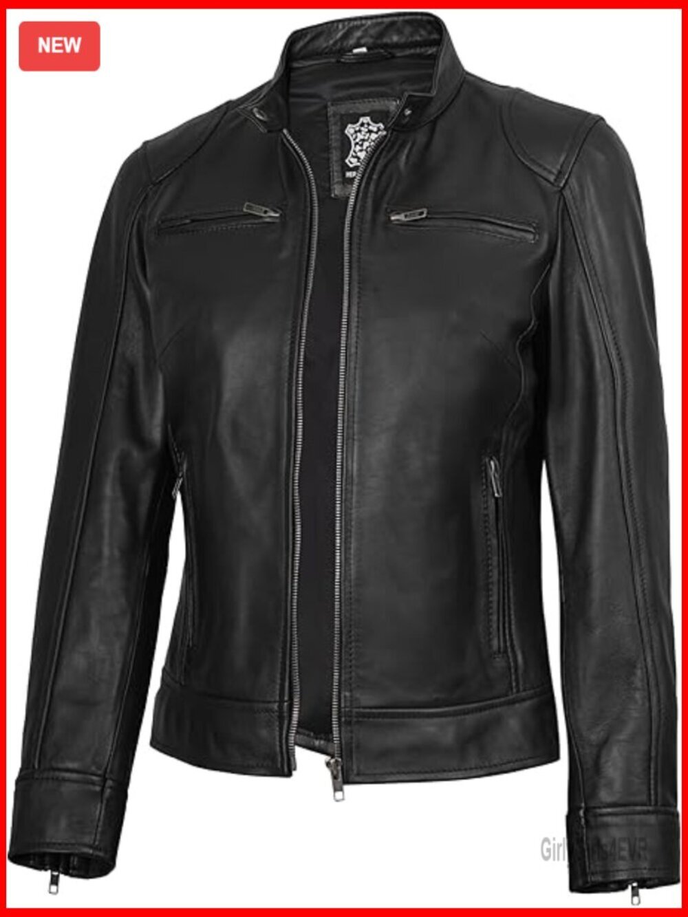 Lambskin Leather Jacket Cafe Racer Style Women's Regular Fit